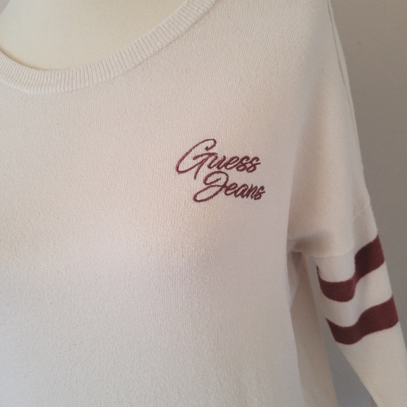 Guess Jeans Vintage 90's Cream Varsity Sweater - Picture 3 of 7